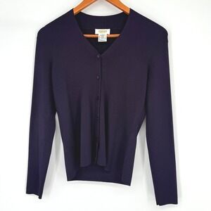 Talbots Silk Blend Button-Front Cardigan Sweater Plum Women's Size‎ Extra Small